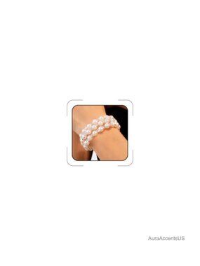 Chunky Multilayer Pearl Bangle Bracelet 1920s Vintage Rhinestone Crystal Wrap